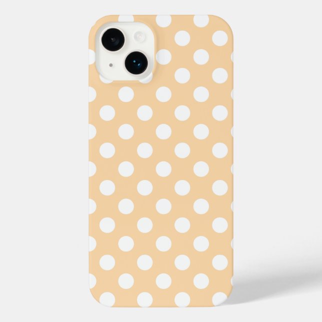 White polka dots on beige iPhone case (Back)