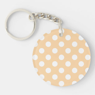 White polka dots on beige keychain