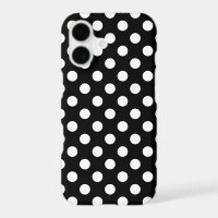 White polka dots on black