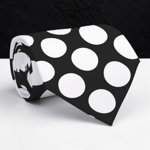 White Polka Dots on Black Custom Necktie