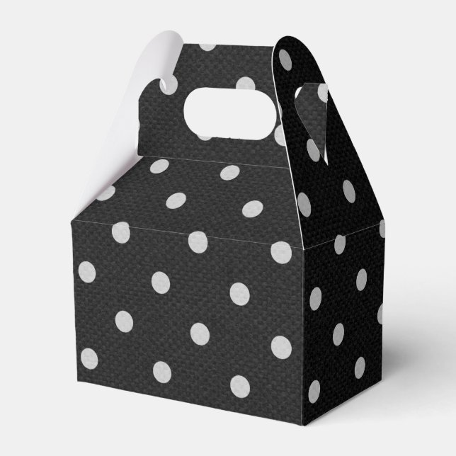 white polka dots on black favor box (Front Side)