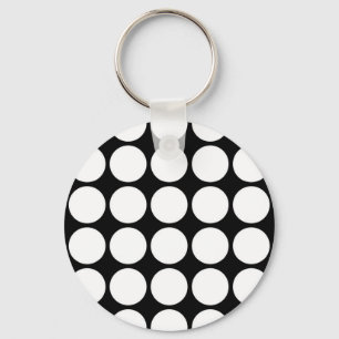 White Polka Dots on Black Keychain
