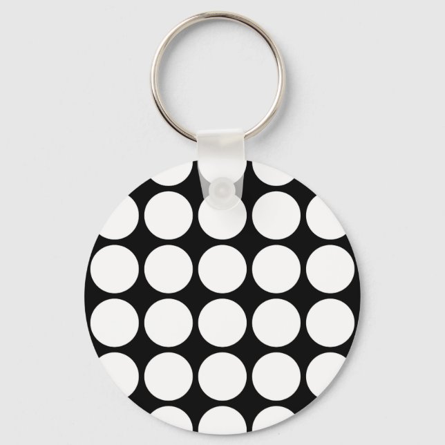 White Polka Dots on Black Keychain (Front)