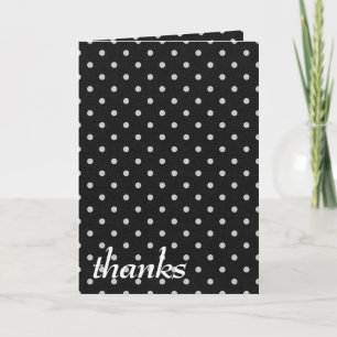 white polka dots on black thank you card