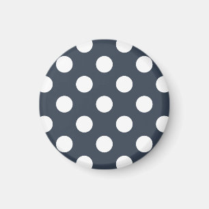 White polka dots on blue-gray magnet