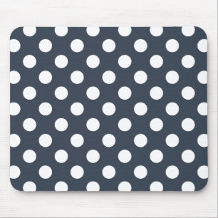 White polka dots on blue-gray mouse pad