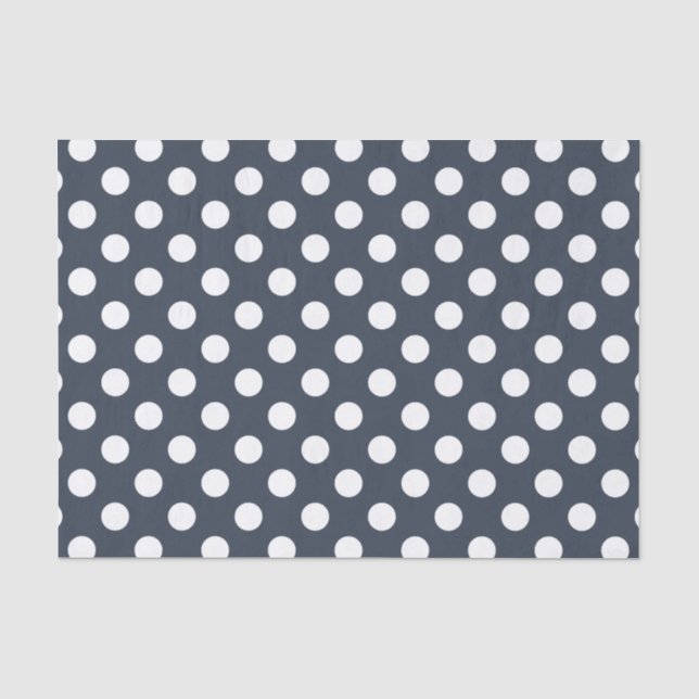 White polka dots on blue-gray tissue paper (Front)