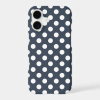 White polka dots on blue-grey