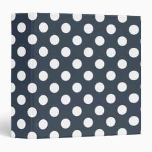White polka dots on blue-grey binder