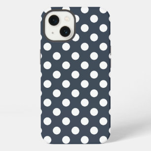 White polka dots on blue-grey Case-Mate iPhone cas 13 Case