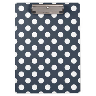 White polka dots on blue-grey clipboard