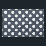White polka dots on blue-grey kitchen towel<br><div class="desc">White polka dots on blue-grey</div>