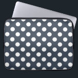 White polka dots on blue-grey laptop sleeve<br><div class="desc">White polka dots on blue-grey</div>