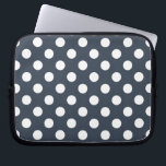 White polka dots on blue-grey laptop sleeve<br><div class="desc">White polka dots on blue-grey</div>