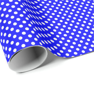 White Polka Dots on Blue Wrapping Paper