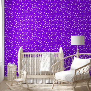 White Polka Dots on Bright Electric Violet Wallpaper