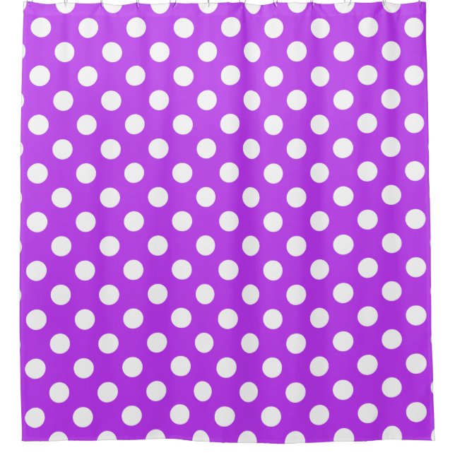 White polka dots on bright purple (Front)