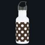 White polka dots on brown 532 ml water bottle<br><div class="desc">White polka dots on brown</div>