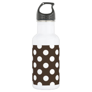 White polka dots on brown 532 ml water bottle