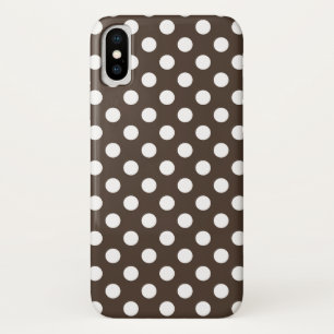 White polka dots on brown Case-Mate iPhone case