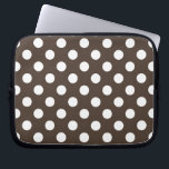 White polka dots on brown laptop sleeve<br><div class="desc">White polka dots on brown</div>