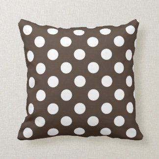 White polka dots on brown throw pillow