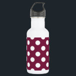 White polka dots on burgundy 532 ml water bottle<br><div class="desc">White polka dots on burgundy</div>
