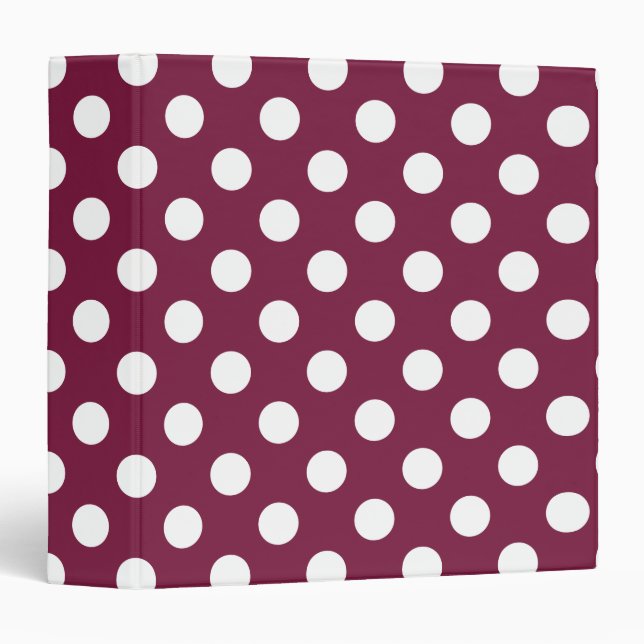 White polka dots on burgundy binder (Front/Spine)