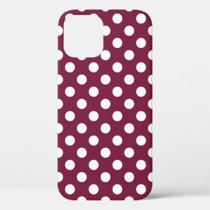 White polka dots on burgundy iPhone 12 case