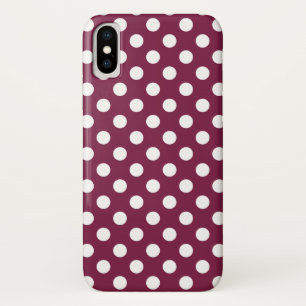 White polka dots on burgundy Case-Mate iPhone case