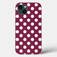 White polka dots on burgundy Case-Mate iPhone case