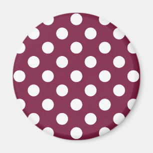 White polka dots on burgundy magnet