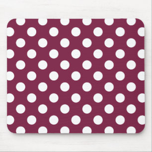 White polka dots on burgundy mouse pad