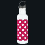 White polka dots on cerise 710 ml water bottle<br><div class="desc">White polka dots on cerise</div>
