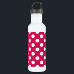 White polka dots on cerise 710 ml water bottle<br><div class="desc">White polka dots on cerise</div>