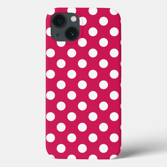 White polka dots on cerise Case-Mate iPhone case (Back)
