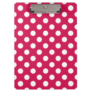 White polka dots on cerise clipboard