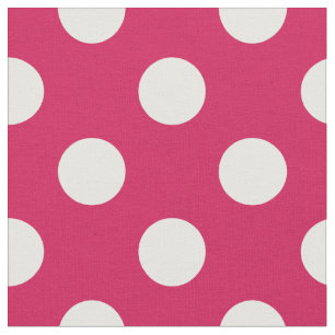 White polka dots on cerise fabric