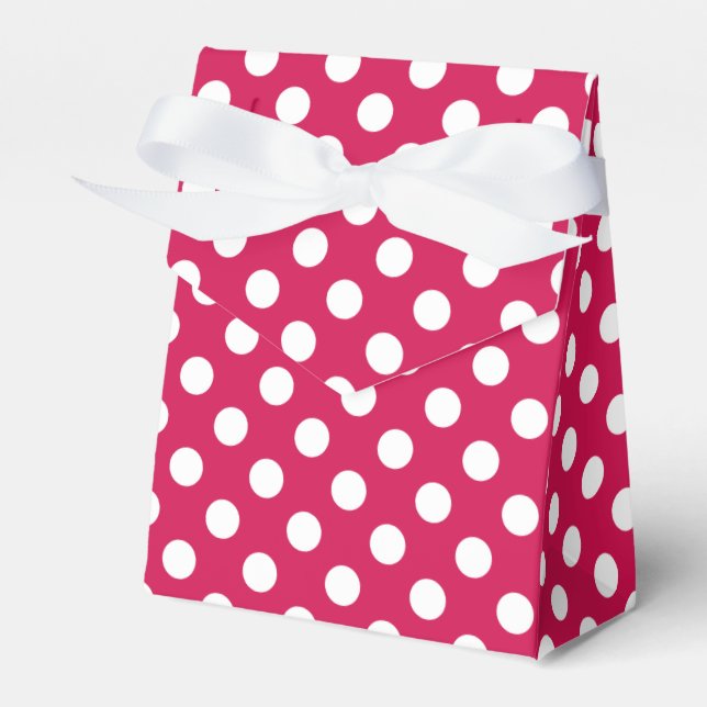 White polka dots on cerise favor box (Front Side)