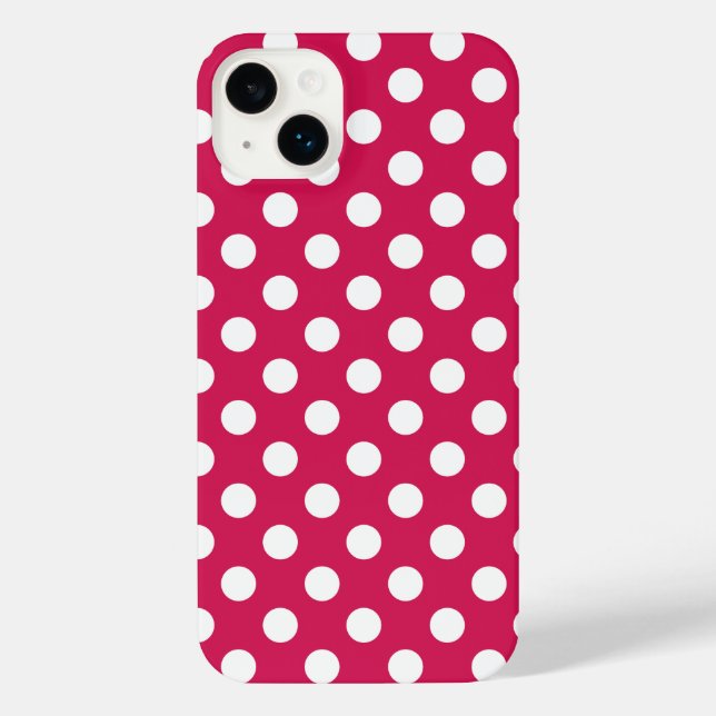 White polka dots on cerise iPhone case (Back)