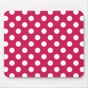 White polka dots on cerise mouse pad