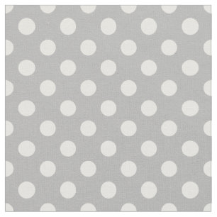White Polka Dots on Chrome Grey Background Fabric