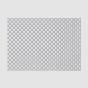 White Polka Dots on Chrome Grey Background Tissue Paper
