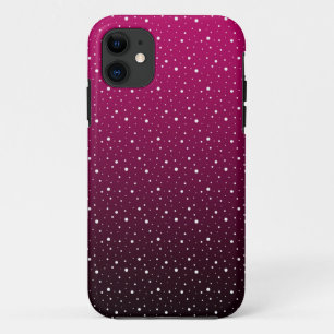White polka dots on crimson and black gradient. iPhone 11 case