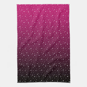 White polka dots on crimson and black gradient. kitchen towel