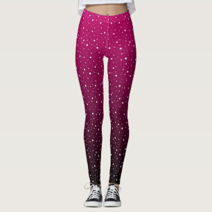 White polka dots on crimson and black gradient. leggings