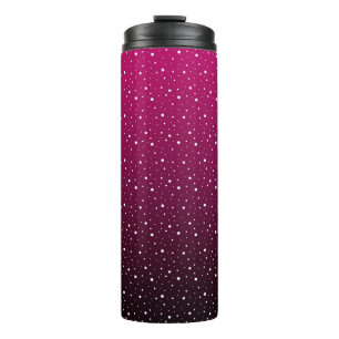 White polka dots on crimson and black gradient. thermal tumbler