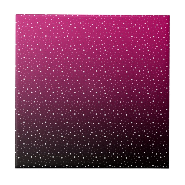 White polka dots on crimson and black gradient. tile (Front)