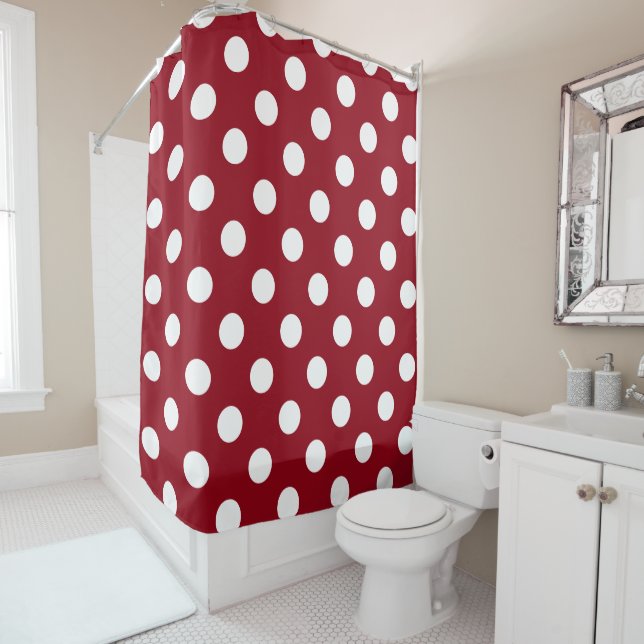 White Polka Dots on Crimson Red (In Situ)