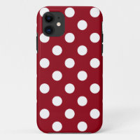 White Polka Dots on Crimson Red